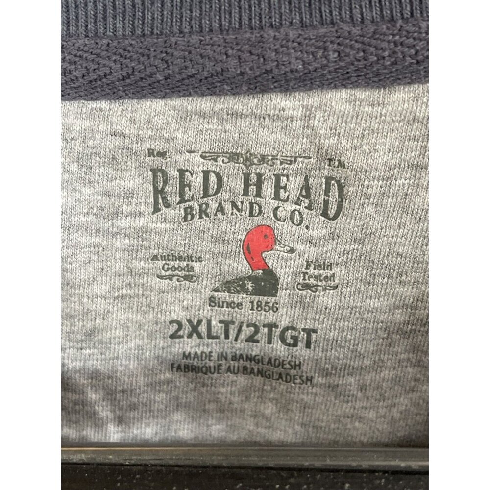 Red Head Henley Pullover 3XLT Blue Long‎ Sleeve 1 Pocket 100% Cotton MW